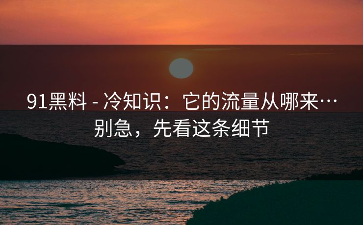 91黑料 - 冷知识：它的流量从哪来…别急，先看这条细节