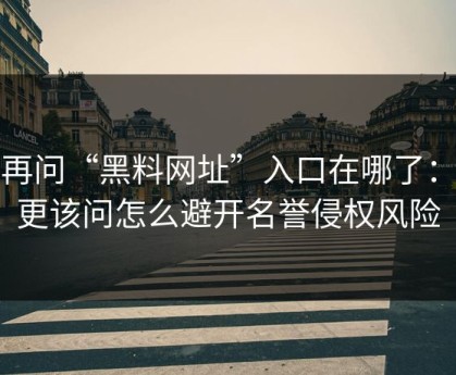 别再问“黑料网址”入口在哪了：你更该问怎么避开名誉侵权风险