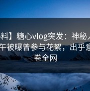【爆料】糖心vlog突发：神秘人在昨日下午被曝曾参与花絮，出乎意料席卷全网
